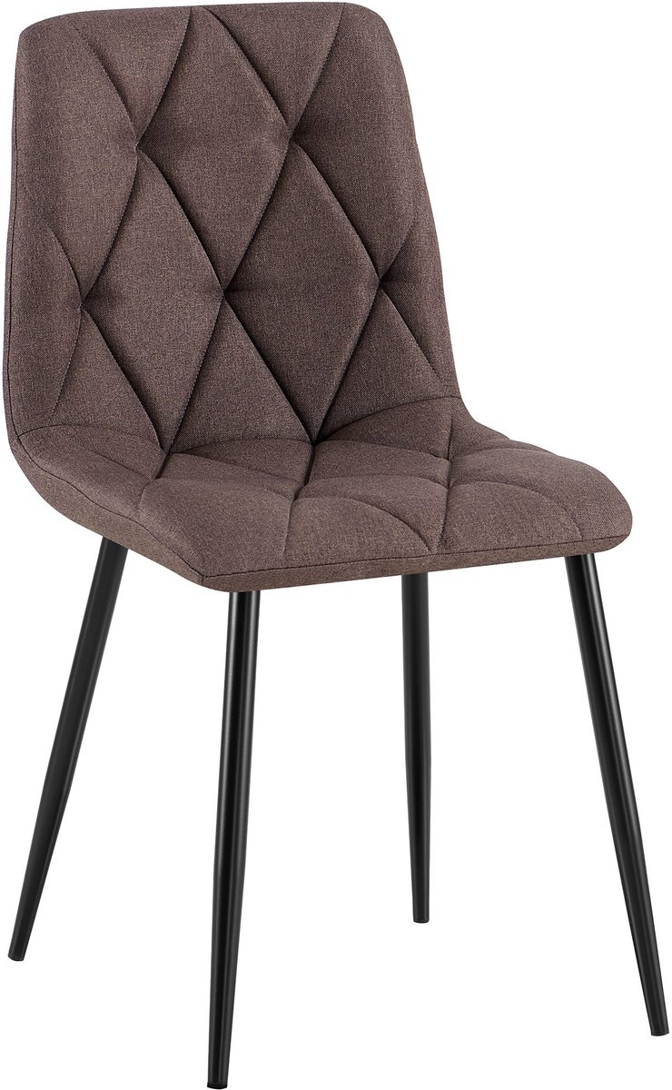 CLP Clairton Eetkamerstoel - klassiek - met zwart metalen frame - Belastbaar tot 150 kg - fluweel - Velvet - Stof/bruin