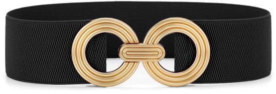 Brede elastische riem voor dames, modieuze elastische riem voor jurken, tailleband voor dames met gouden gesp - L