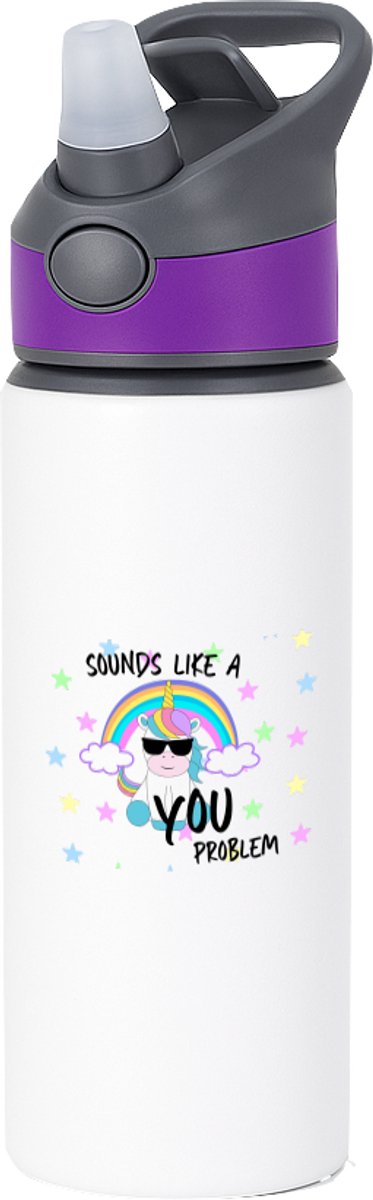 Hacebo® - Unicorn cadeau - waterfles met rietje paars - Unicorn - Eenhoorn verjaardag - met opdruk - Verjaardag cadeau - Leuke grappige - Unicorn speelgoed - Cadeau voor hem en haar - met tekst - water fles - 650ML