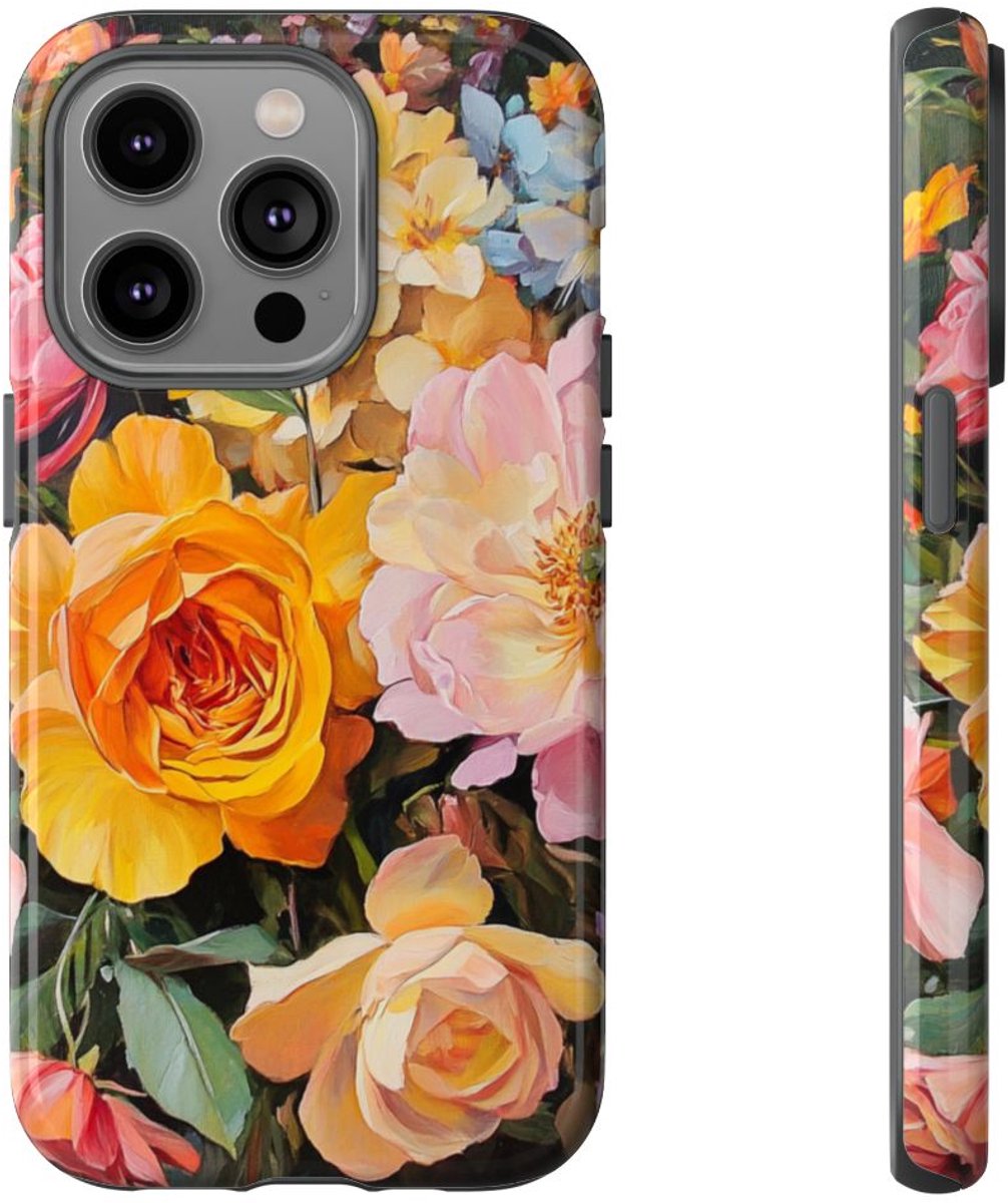 Kleurrijk Bloemenboeket Schildering – Telefoonhoesje Geschikt voor iPhone 14 Pro