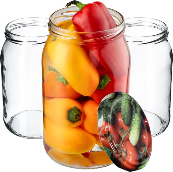 Weckpotten, 900 ml, met deksel, goud, weckpot, inmaakpot