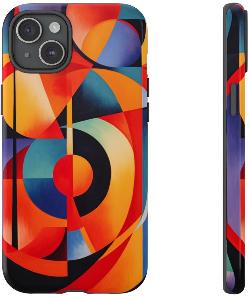 Vrolijke Geometrische Abstracte Kunst – Telefoonhoesje Geschikt voor iPhone 15 Plus