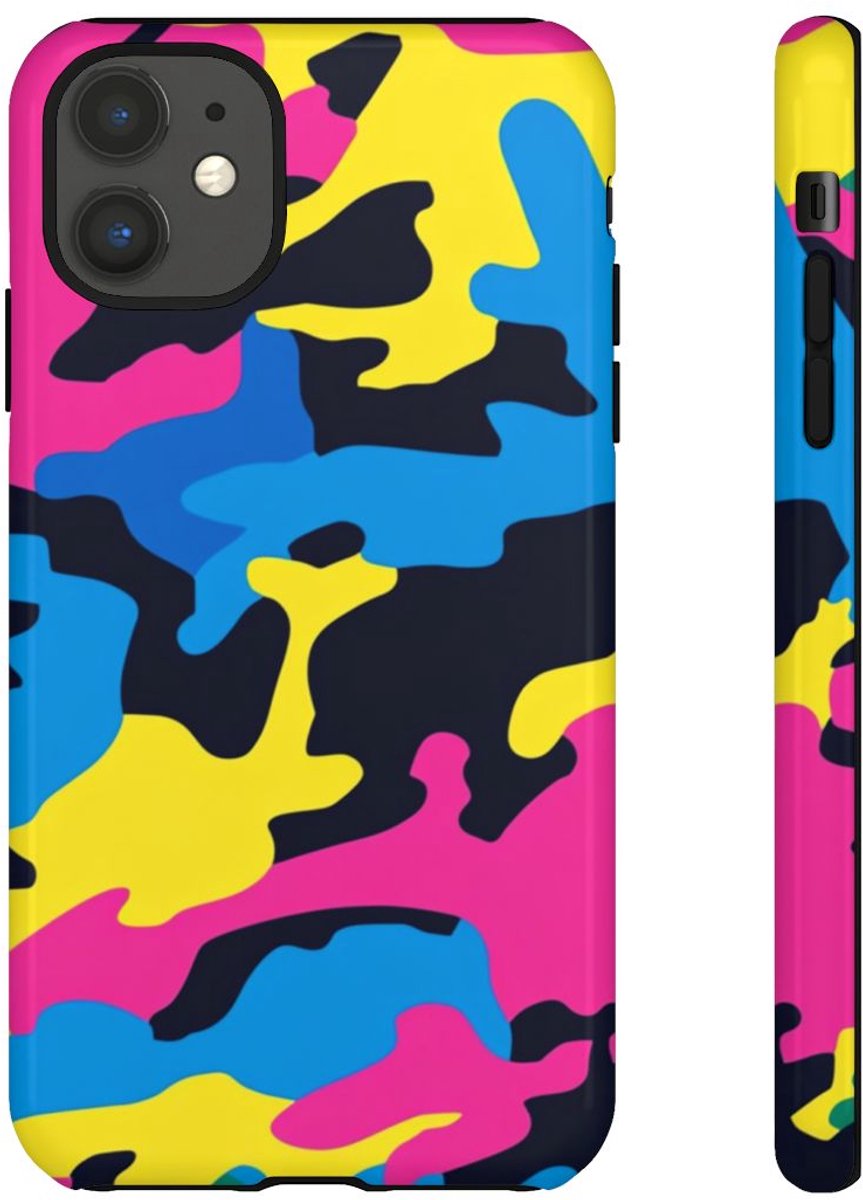 Neon Kleurrijk Camouflagepatroon – Telefoonhoesje Geschikt voor iPhone 11