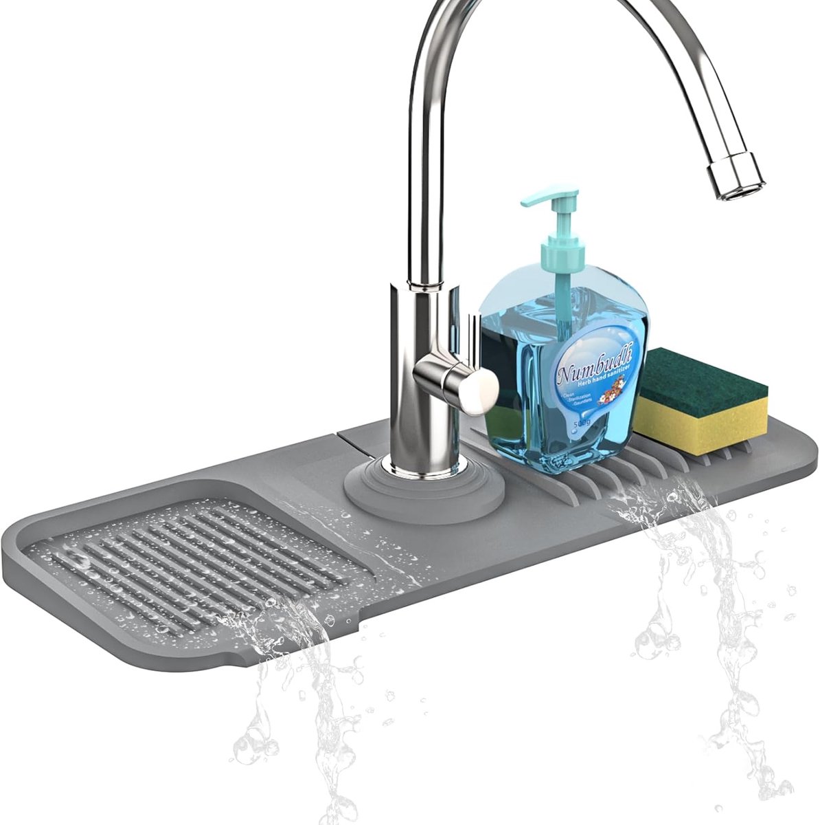 Siliconen kraan spatbescherming- keuken gootsteenbeschermer- keukenkraan pad voor badkamer- camper- wasruimte- past op kranen tot 2-5 inch