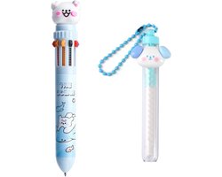 EIR Kleurpotloden + gummen, kleurrijke pennen, mooie balpennen, 10 kleuren in 1, intrekbare balpen, 3D-pen, ideale schrijfwaren-accessoires, cadeaus voor meisjes (vlinders), Blauw, CM