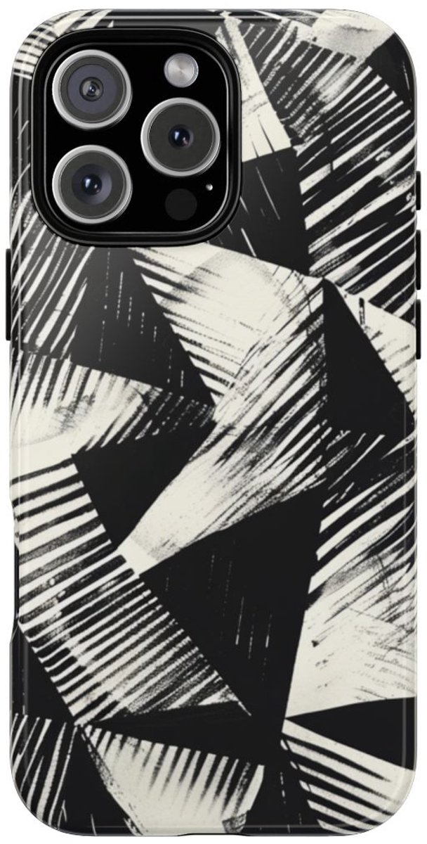 Zwart-Wit Geometrisch Patroon – Telefoonhoesje Geschikt voor iPhone 16 Pro Max