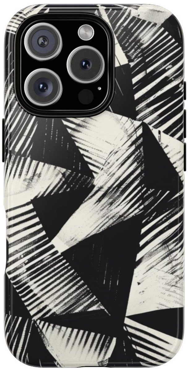 Zwart-Wit Geometrisch Patroon – Telefoonhoesje Geschikt voor iPhone 16 Pro