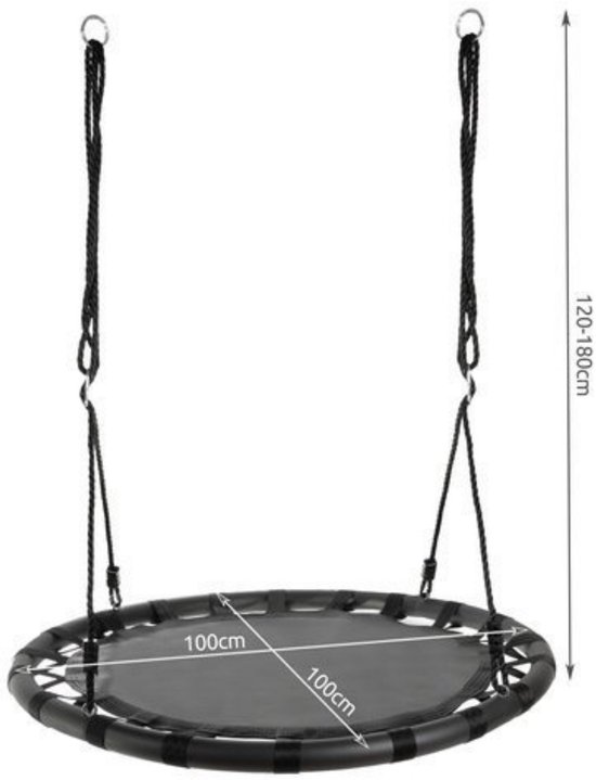Kruzzel Ooievaarsnest schommel - 100 cm - zwart - max 150 kilo - kinderschommels