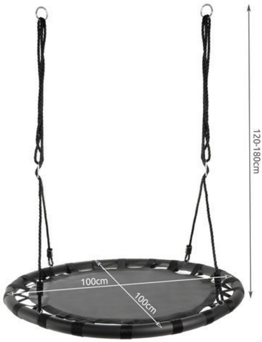 Kruzzel Ooievaarsnest schommel - 100 cm - zwart - max 150 kilo - kinderschommels — afbeelding 9