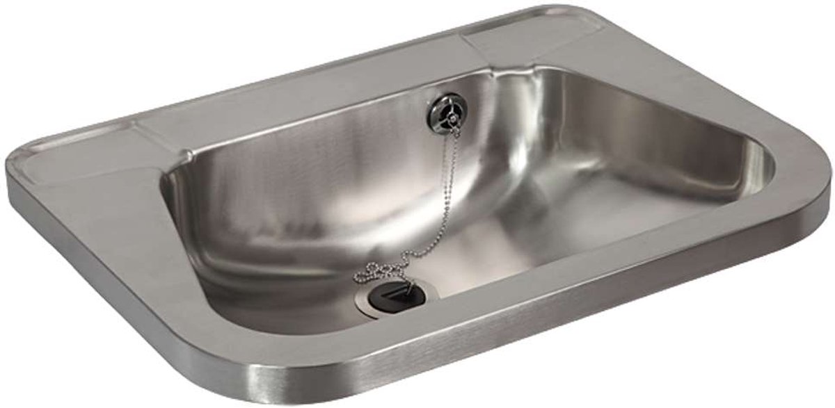 Sanela RVS wastafels - Wastafel 560x420 mm, met overloop, zonder kraangat, roestvrij staal SLUN 26A