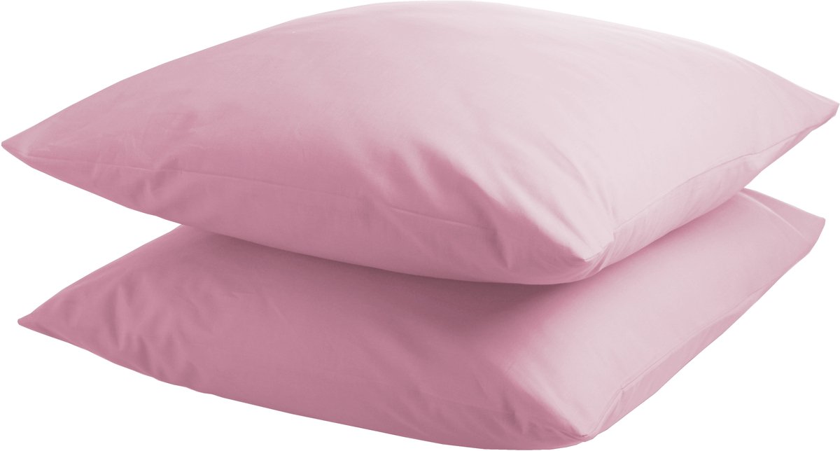 DoubleDry Kussensloop 2 stuks - 100% natuurlijk katoen - 2x 60x70 - roze
