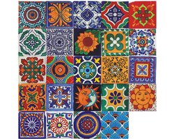 Umelee Tegelstickers 48 stuks, 20×20cm, zelfklevende waterdichte PVC-tegels in Marokkaanse stijl, decoratieve muurstickers voor doe-het-zelf, keuken, badkamer, slaapkamer, kantoor, meubels