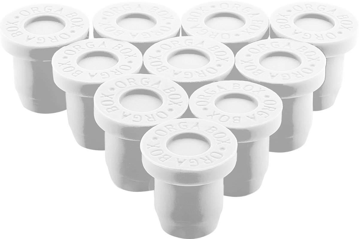 ORGA-BOX set van 10 siliconenvoetjes voor boorgat Ø 10,5 mm witte antislip rubberen voetjes