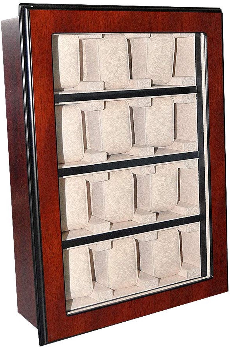 Horloge vitrine wandvitrine voor 12 horloges bruine vitrine horlogedoos