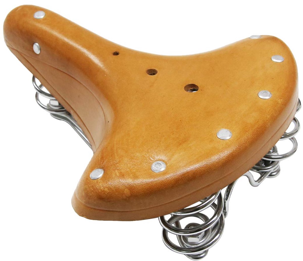 TentHome Spring Saddle Vintage Classic Fietszadel Fietszadel Stalen Frame Schroefveer Klinknagel (Lichtbruin)