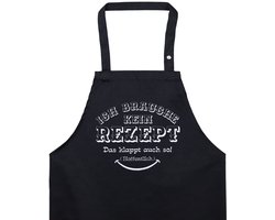 EXPRESS-STICKEREI Grappig kookschort met spreuk: Ik heb geen recept nodig geborduurd schort voor mannen/vrouwen verstelbaar met zak geborduurd grillschort heren keukenschort cadeau hobbykok
