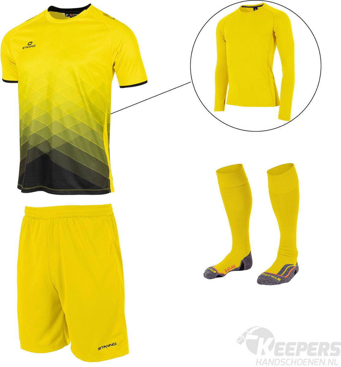 Stanno Altius Keeperstenue Yellow Black Keepershandschoenen - Maat 140