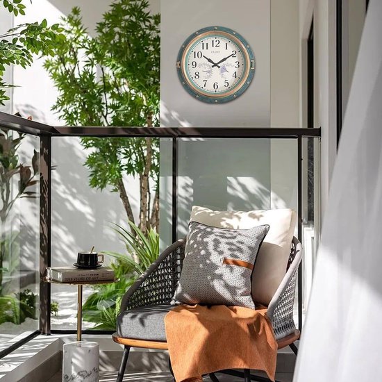 Navaris waterdichte grote outdoor klok - Klok en thermometer voor in de