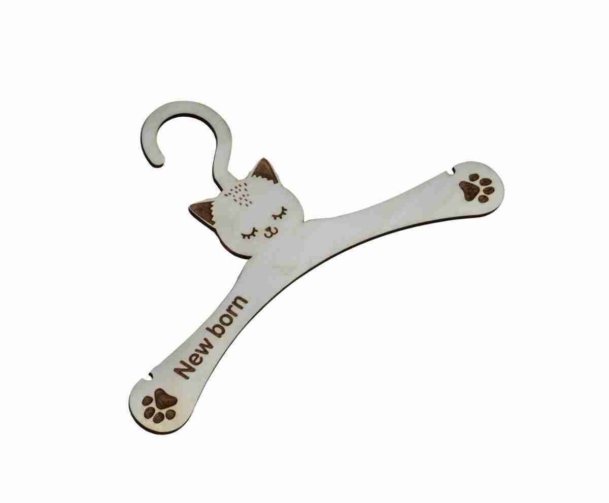 Houten Kledinghanger Baby – Kat – Newborn – Babykamer Decoratie – Kraamcadeau Jongens en Meisjes