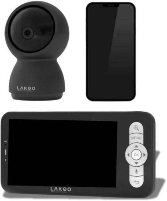 LAKOO® Kitty Babyfoon met Camera en App - Zwart HD - LAKOO® - €134,95