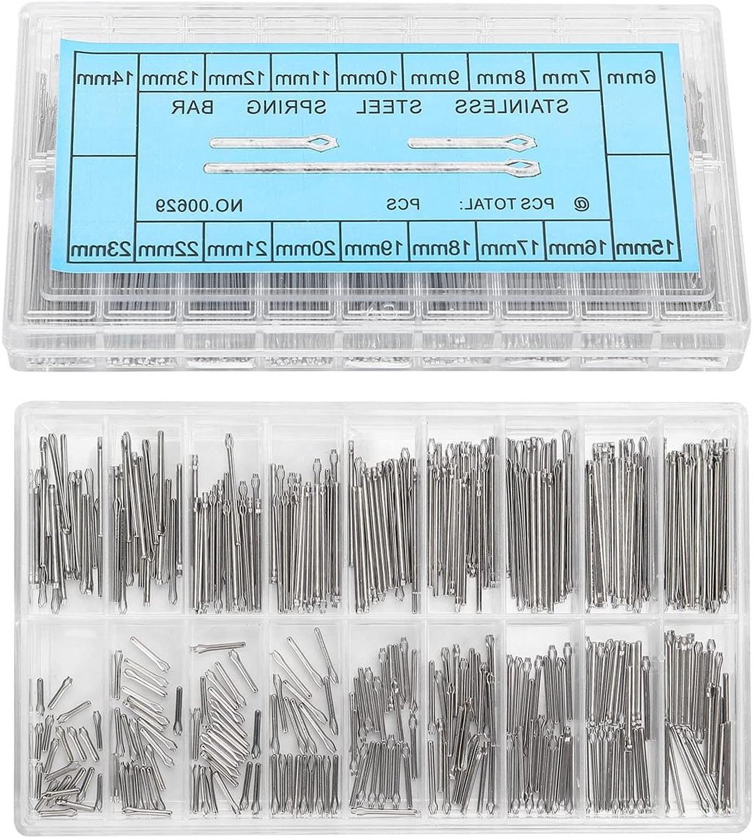 Horloge Band Link Splitpen Assortiment - RVS Reparatie Kit - Horloge Reparatie Onderdelen - Transparante Opbergdoos - 6-23mm
