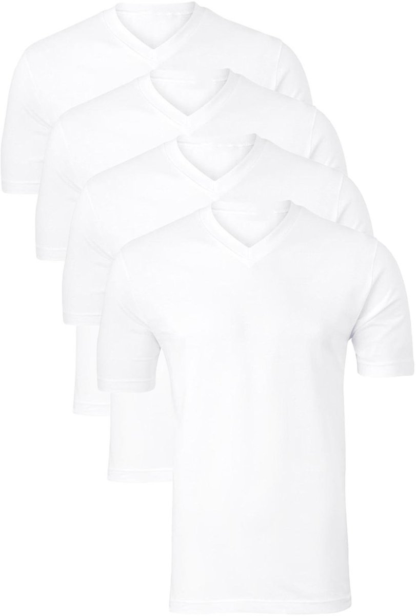 Schiesser American T-shirt V-hals 4-pack wit