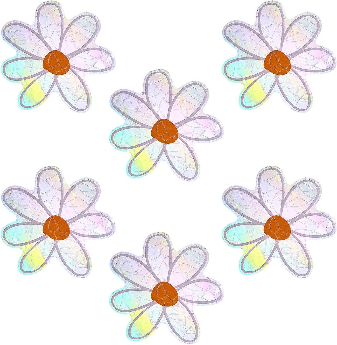 Allecto Plus - Raam-zonnevanger stickers - Set van 6 madeliefjes - Bloemen zonnevanger - Regenboogstickers - Anti-botsingen raamstickers - Thuis - Zonnevanger voor vogels