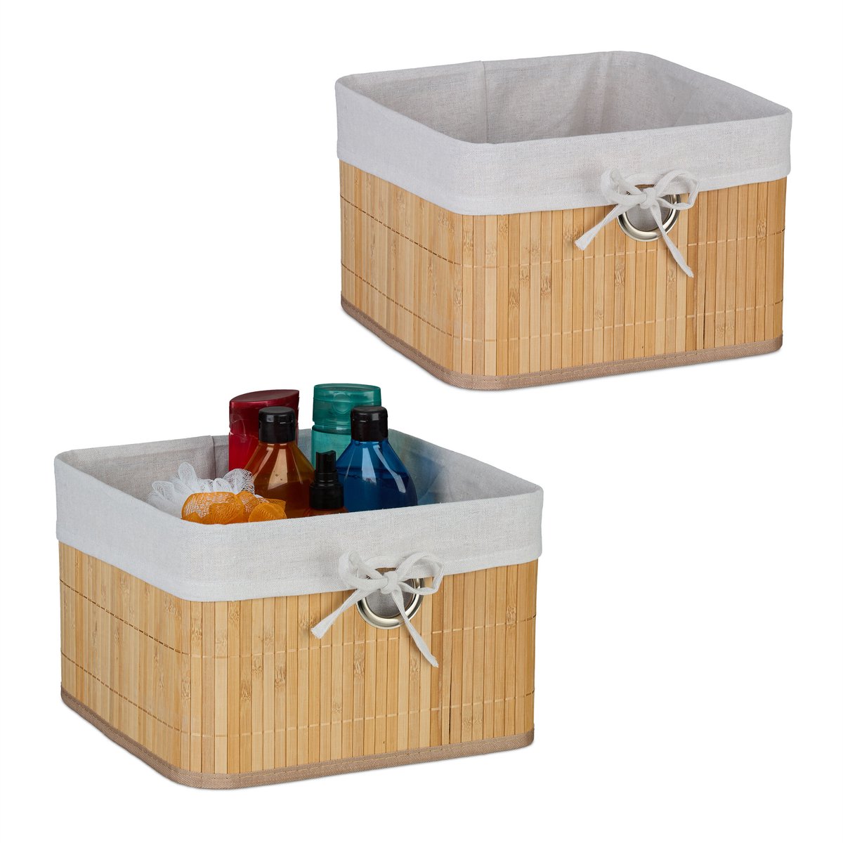 opbergmand bamboe - set van 2 - 20 x 31 x 31 cm - badkamer
