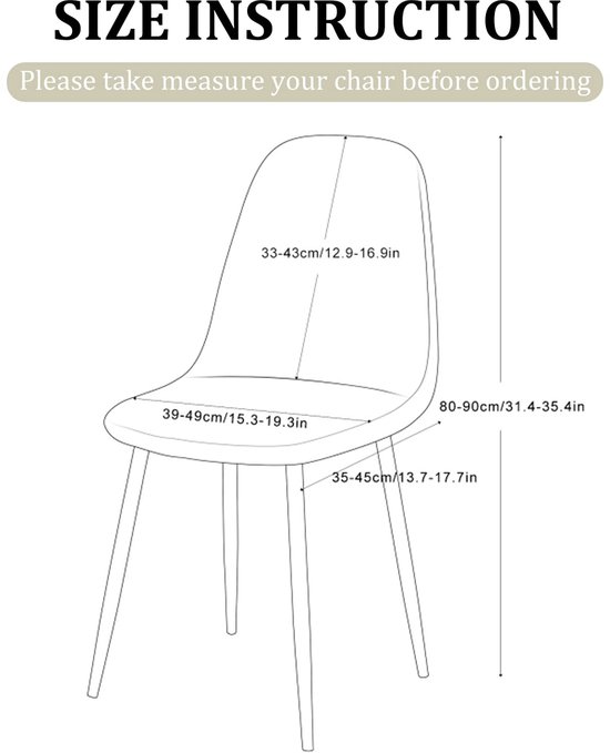 Ibenzoa® Stretchbare en wasbare stoelhoezen set van 4 voor eetkamerstoelen