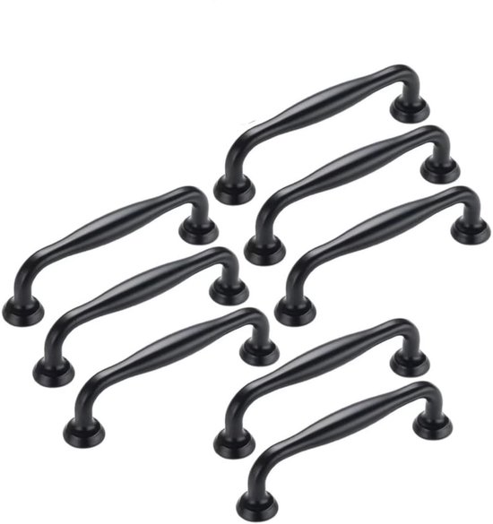Poignée classique - Poignée de cuisine - Poignées de porte - Fixations pour meuble - Accessoires de meubles - Poignées de porte - Poignée de porte - Poignée de meuble - Poignées - Poignée de cuisine Armoires de cuisine - noir - 96 mm - 8 pièces