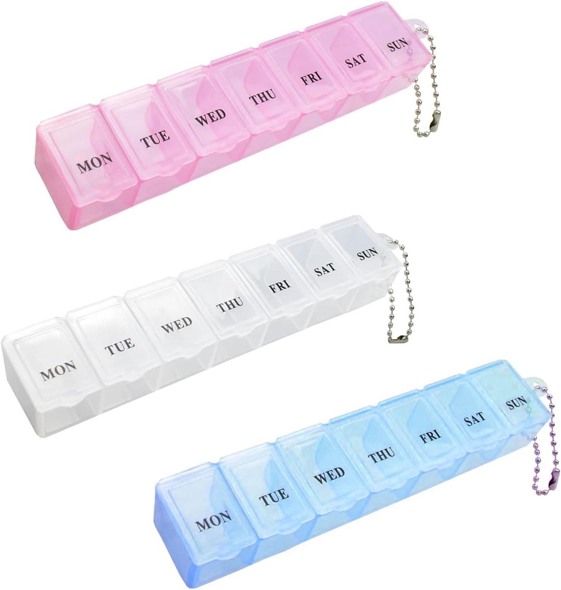 Universeel - Set van 3 - Pillendoosorganizer - Pillendispenser voor 7 dagen - Wekelijkse pillenorganizer - voor medicijnopslag