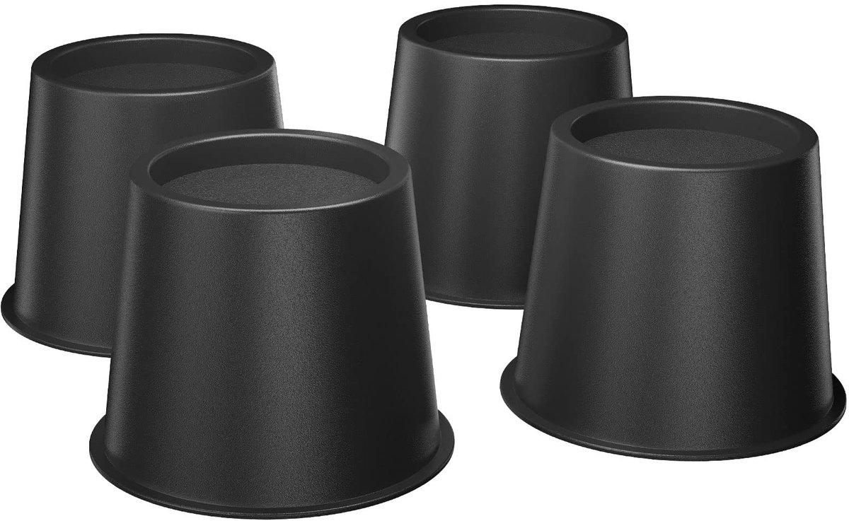 Ibenzoa® Stijlvolle Zwarte Meubelverhogers voor Bedden, Tafels en Stoelen - Set van 4, 10cm Hoogte