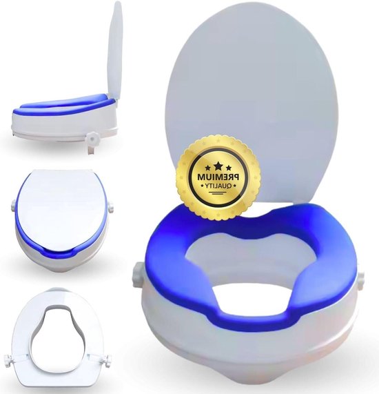Adult Toilet Seat Riser Soft 10 cm with Lid - Toilet Seat Booster for ...