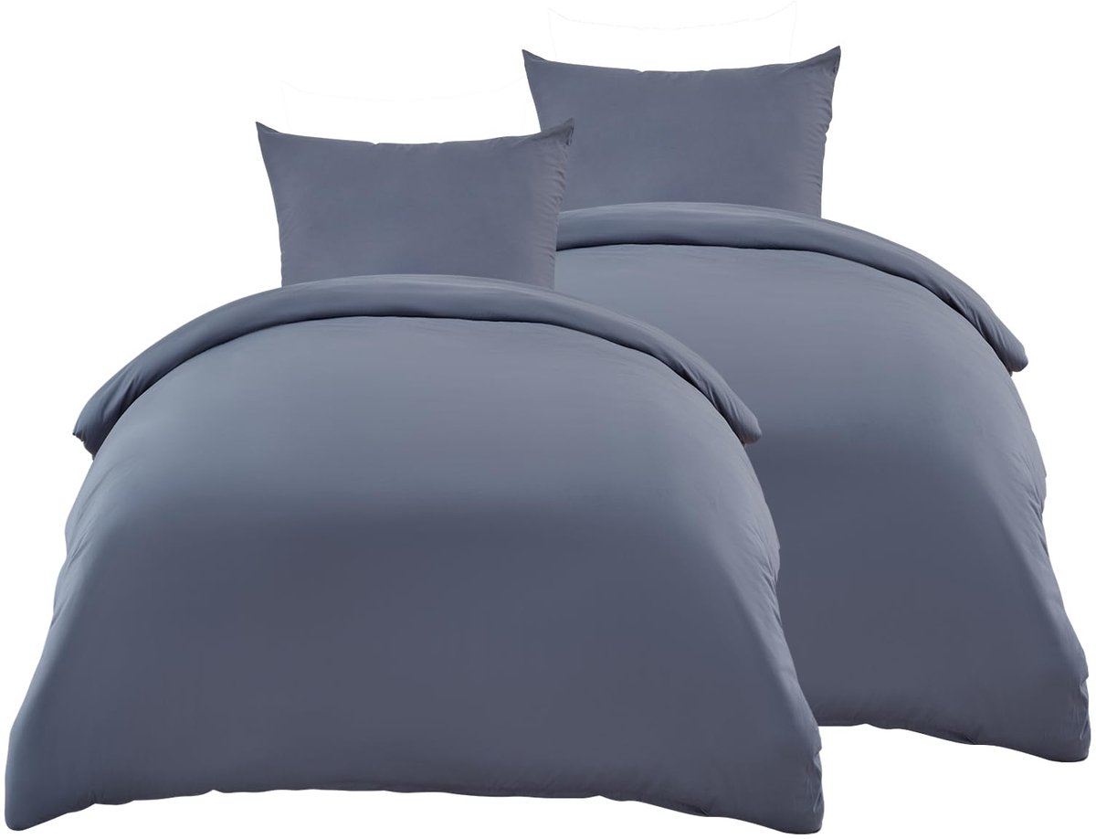 Unyqoos Beddengoedset van polyester-microvezel met ritssluiting en Oeko-Tex-certificering donkergrijs