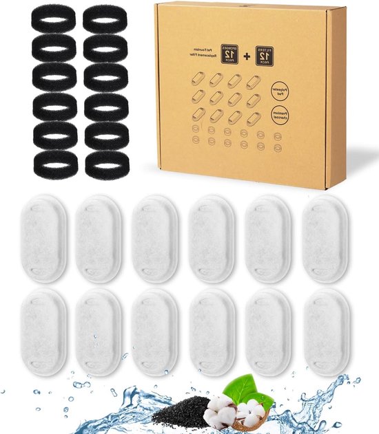 Foto: Pet fountain replacement filters 24pcs carbon filters and 12pcs foam filters for cat fountains stainless steel for cats and dogs