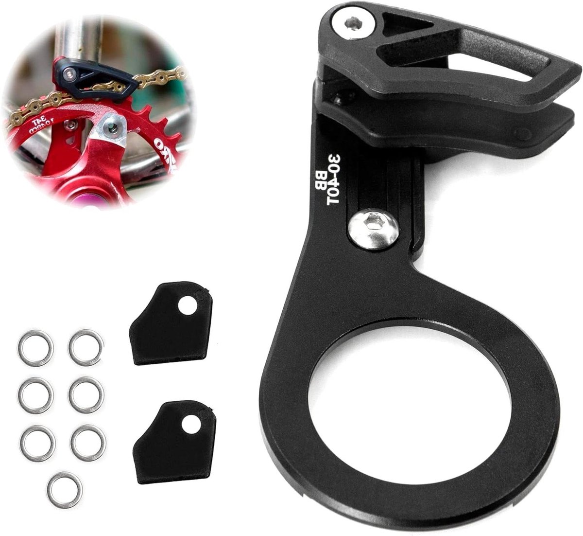 Allecto Plus - Bicycle Chain Guard voor Mountain Bike - Lichtgewicht Aluminium Alloy - Disc Chain Guide Tensioner voor de Meeste Fietsen - Wielrenfietsen (Zwart)