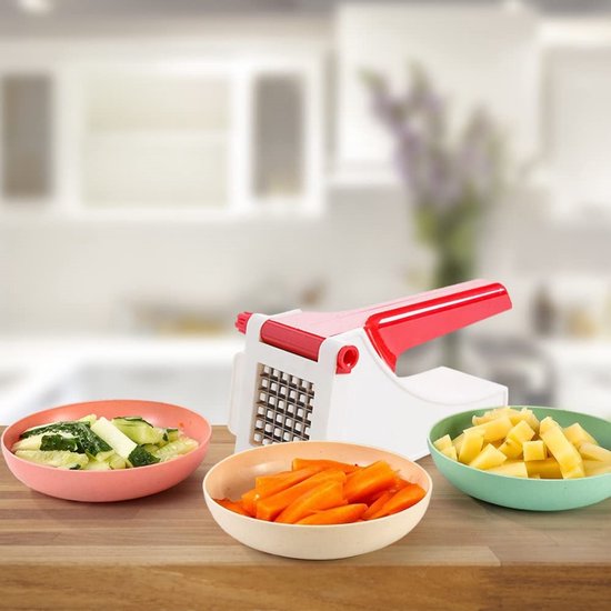 Coupe-légumes - Machine de découpe - Coupe-légumes manuel - Coupe-frites - Coupe-légumes en acier inoxydable - convient pour radis, courgettes, frites