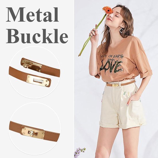 Allecto Plus - 2-pack Dames Skinny Leren Riem | Klassiek Patroon | Verstelbare Tailleriem voor Jurken en Jeans