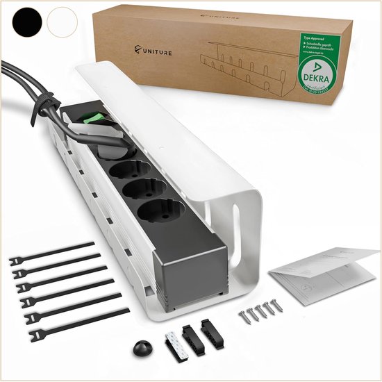 Chemin de câbles UNITURE Wit 40 cm | Bureau des conduits de câbles | Organisateur de câbles sous le bureau | Gestion des câbles, goulotte de câbles, protection de câbles, support de câbles