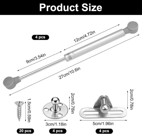 Allecto Plus - 4 stuks Meubel Gasveer met 200N/20kg kracht