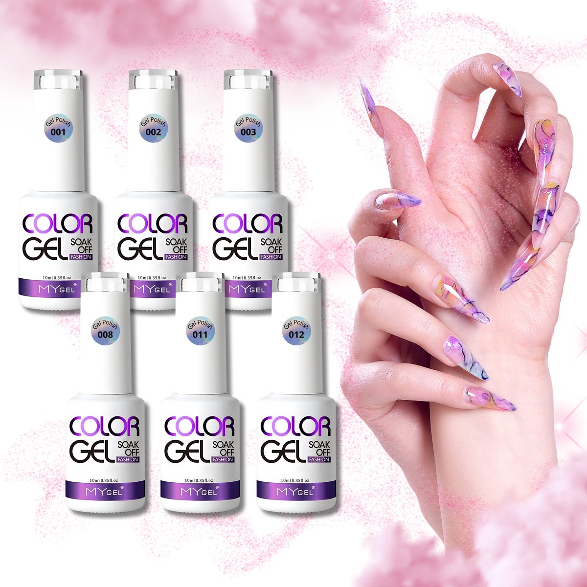 Guardian Beauty Top Coat Set - Met Glitter - #01, #02, #03, #08, #011, #012 - 15ml - UV Gel Nagellak