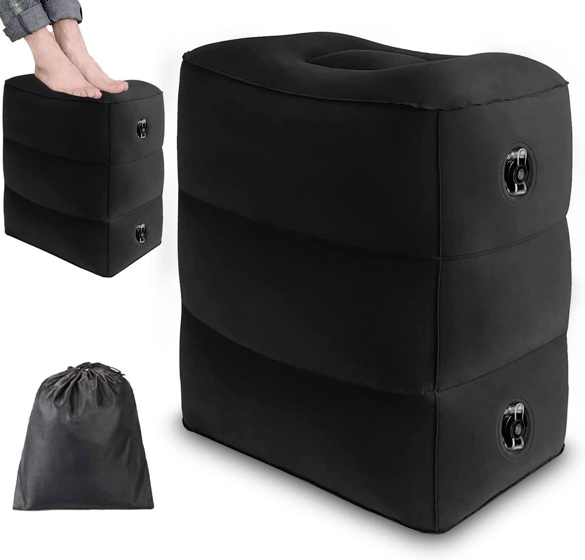Inflatable Footrest Cushion for Airplane, Car, Home, and Office - Portable Travel Pillow