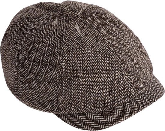 Superora Heren Baret Cap Unisex Muts 1920 Stijl Platte Pet Winter Warme Katoenen Muts Met Ruitpatroon, X07 Blauwe Koffie, One Size