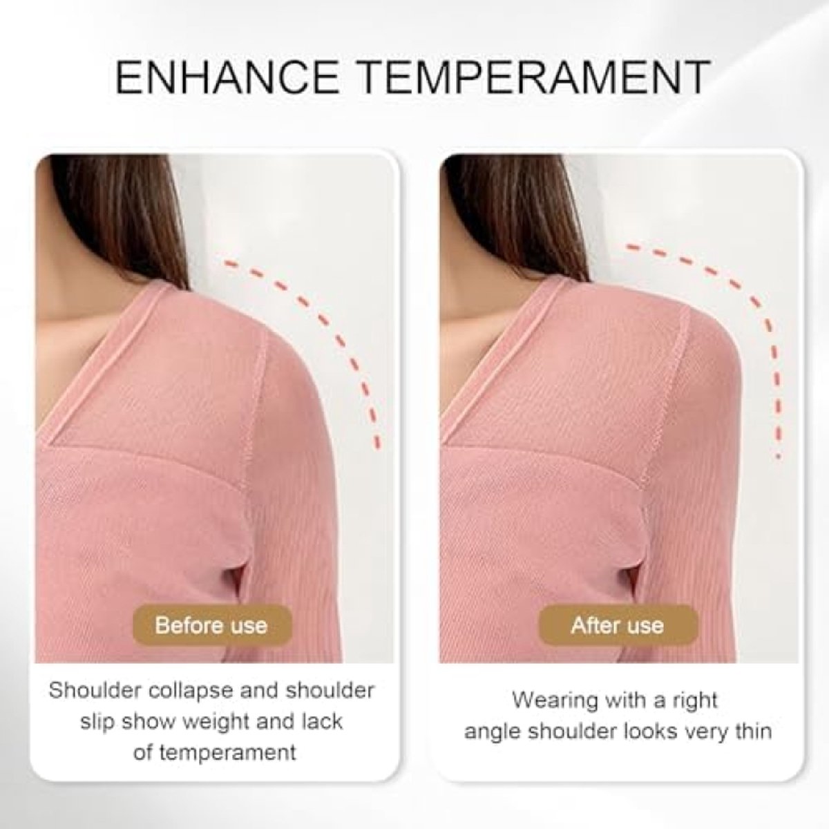 4 Paires D'Épaulettes Autocollantes Pour Femmes - Éponge Respirante 1,3 Cm - Renfort D'Épaules Amovible