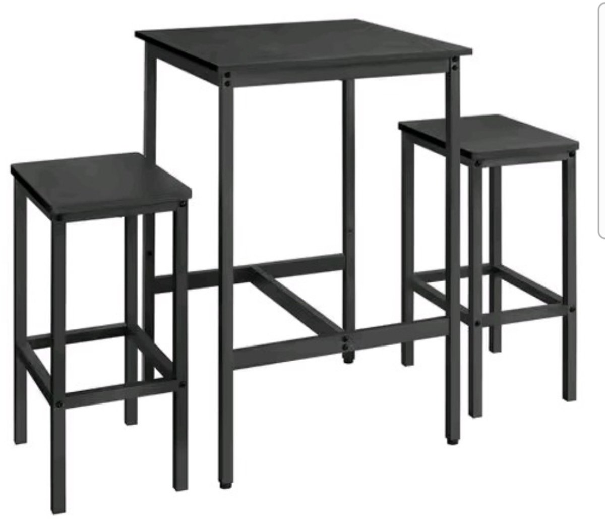 Mila Shop Bartafel met barkruk set - Barkruk - Bartafel met barstoelen - Keukentafel - Eetset - Metalen frame - 60x60x90 cm
