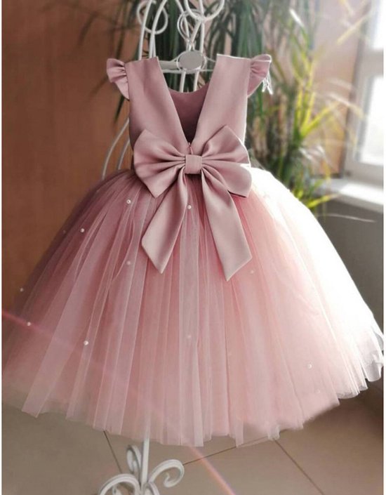 Joya Kids® Bruidsmeisje jurk Meisje Oudroze met Strik Roze