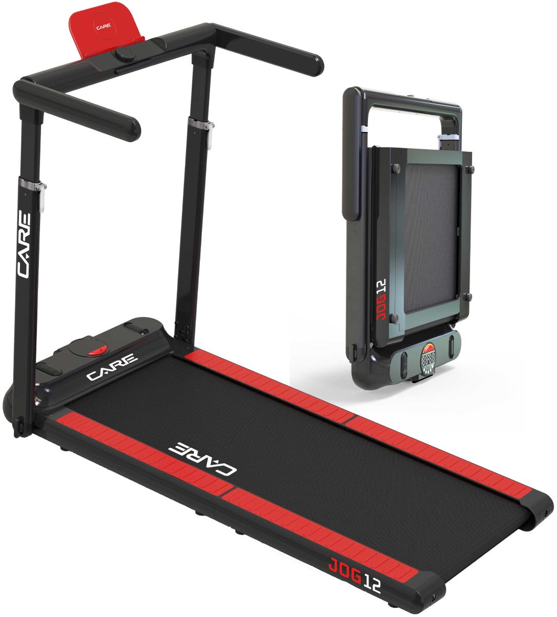 CARE JOG 12 - Loopband - Maximale snelheid 12 km/u - Dubbel opvouwbaar - Compact - Stil - Voor thuisgebruik - Perfect onder een bureau