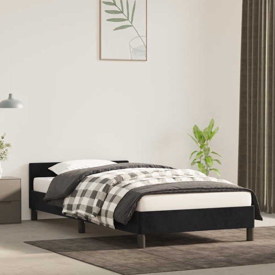 Cadre de lit vidaXL avec tête de lit - Encadrements de lit avec tête de lit - Lit - Meubles de couchage - Cadre de lit avec tête de lit sans matelas 80 x 200 cm Velours Noir