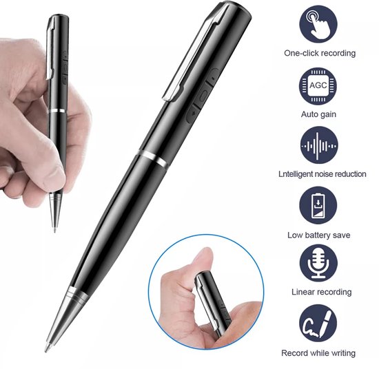 Stylo enregistreur vocal 32 Go – Appareil de dictée à commande vocale avec son à 360° | Enregistreur Audio numérique pour réunions et entretiens