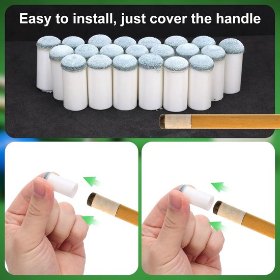 Allecto Plus - 40 stuks Pool Cue Tips zonder lijm of gereedschap - 12mm 13mm - Snooker en Pool Keu Tips. — afbeelding 5